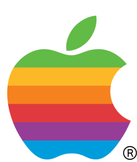 Логотип Apple с разноцветными полосками