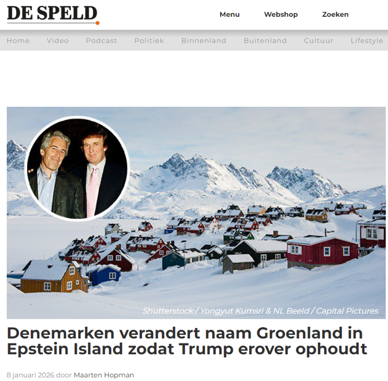 Гренландия переименуется в остров Эпштейна фейк сатира De Speld