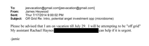 Письмо от Джеймса Хейвуда Джеффри Эпштейну