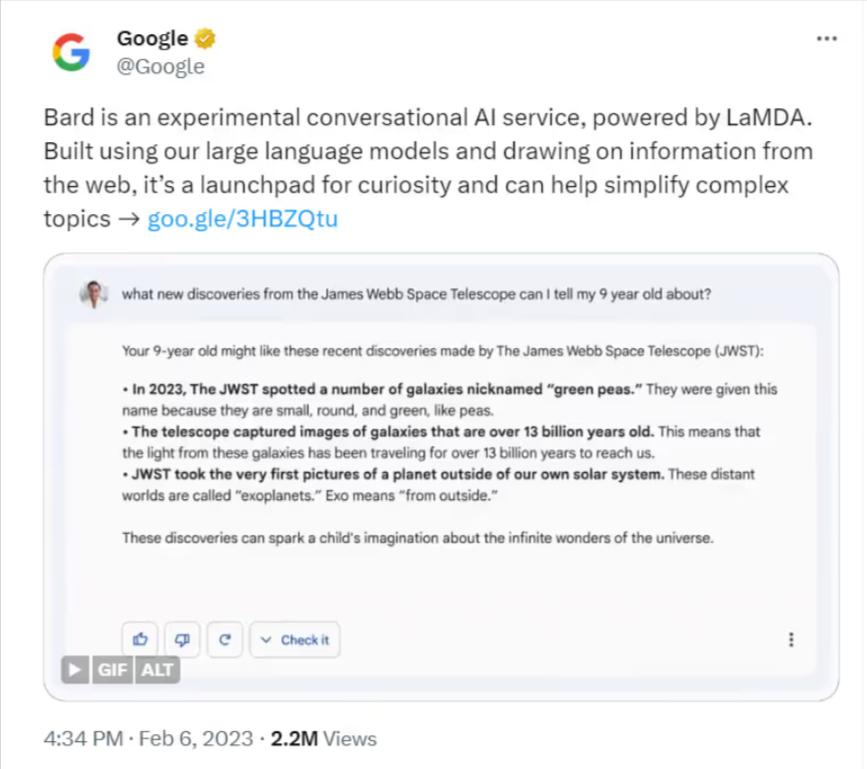 Ошибка искусственного интеллекта Bard